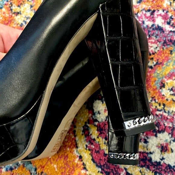 Michael Kors Sabrina Platform leather almond toe pumps -black size 8&1/2 - Picture 5 of 12